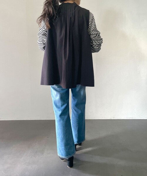 FREAK'S STORE（フリークスストア）の「ピンタックベスト/リボンベスト（ベスト・レディース・ブラック/オフホワイト/ブルー・ﾌﾘ-）」の5枚目の写真