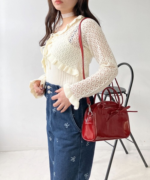 AS KNOW AS plus（アズノゥアズプラス）の「●2点セット リボンボレロとキャミソールセット（カーディガン/ボレロ・レディース・レッド/ミント/アイボリー/杢グレー・FREE）」の7枚目の写真