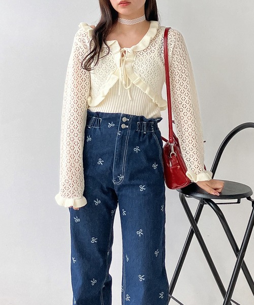 AS KNOW AS plus（アズノゥアズプラス）の「●2点セット リボンボレロとキャミソールセット（カーディガン/ボレロ・レディース・レッド/ミント/アイボリー/杢グレー・FREE）」の9枚目の写真