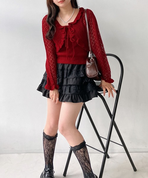 AS KNOW AS plus（アズノゥアズプラス）の「●2点セット リボンボレロとキャミソールセット（カーディガン/ボレロ・レディース・レッド/ミント/アイボリー/杢グレー・FREE）」の16枚目の写真