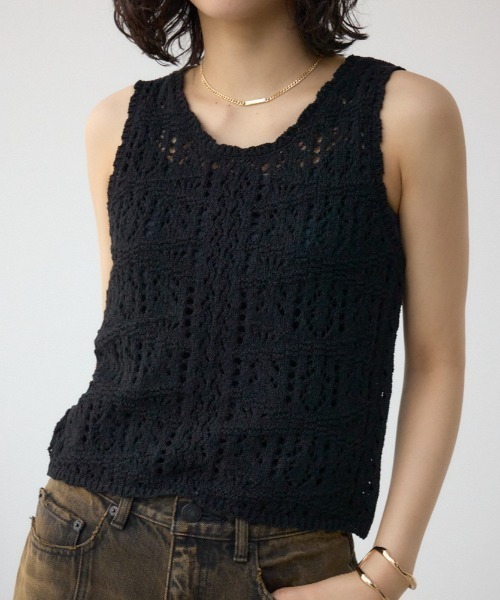 美品　THE SHISHIKUI crochet ニットタンク　ブラック 美品 THE SHISHIKUI crochet ニットタンク ブラック 美品 THE
