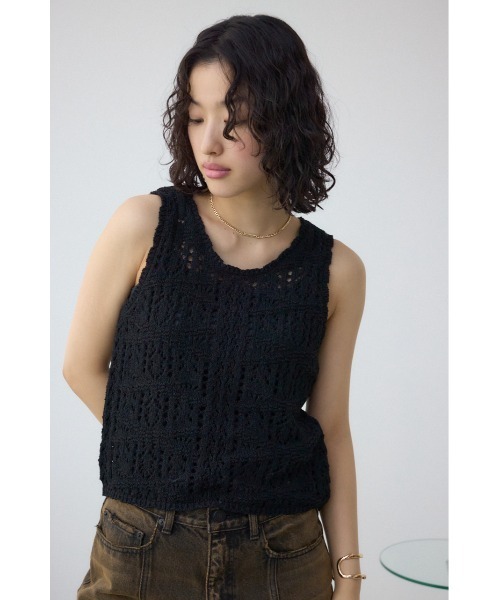 AZUL by moussy(アズールバイマウジー)の「クロシェニットタンク(タンクトップ・レディース・ブラック/ピンク系その他/アイボリー・FREE)」の21枚目の写真