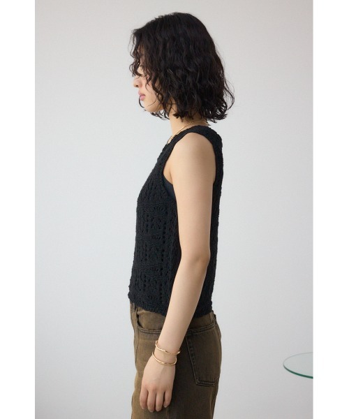 AZUL by moussy(アズールバイマウジー)の「クロシェニットタンク(タンクトップ・レディース・ブラック/ピンク系その他/アイボリー・FREE)」の18枚目の写真
