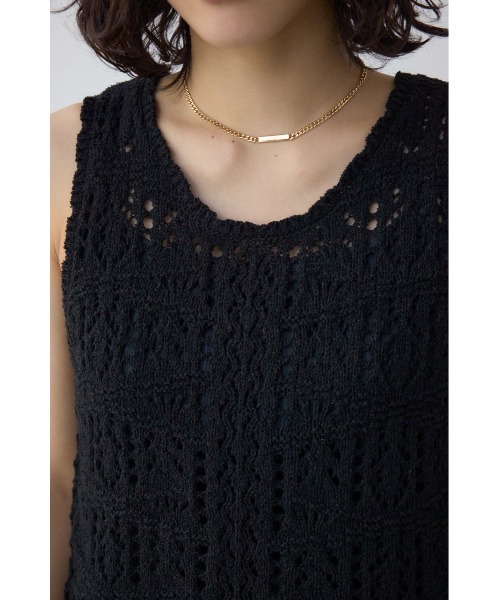 AZUL by moussy(アズールバイマウジー)の「クロシェニットタンク(タンクトップ・レディース・ブラック/ピンク系その他/アイボリー・FREE)」の16枚目の写真