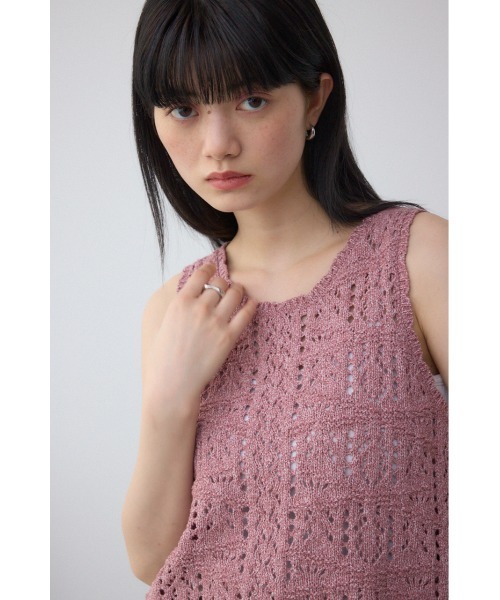 AZUL by moussy(アズールバイマウジー)の「クロシェニットタンク(タンクトップ・レディース・ブラック/ピンク系その他/アイボリー・FREE)」の13枚目の写真