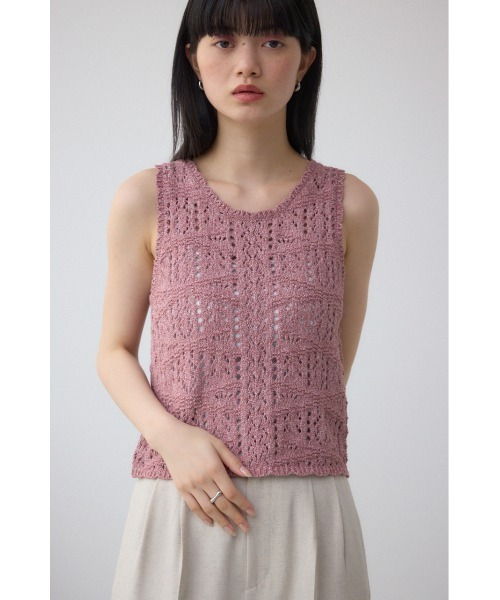 AZUL by moussy(アズールバイマウジー)の「クロシェニットタンク(タンクトップ・レディース・ブラック/ピンク系その他/アイボリー・FREE)」の12枚目の写真