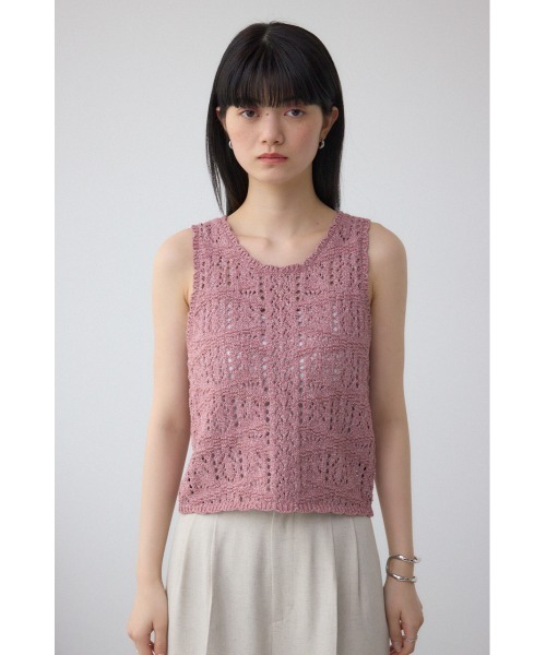 AZUL by moussy(アズールバイマウジー)の「クロシェニットタンク(タンクトップ・レディース・ブラック/ピンク系その他/アイボリー・FREE)」の10枚目の写真