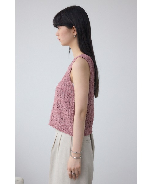 AZUL by moussy(アズールバイマウジー)の「クロシェニットタンク(タンクトップ・レディース・ブラック/ピンク系その他/アイボリー・FREE)」の9枚目の写真