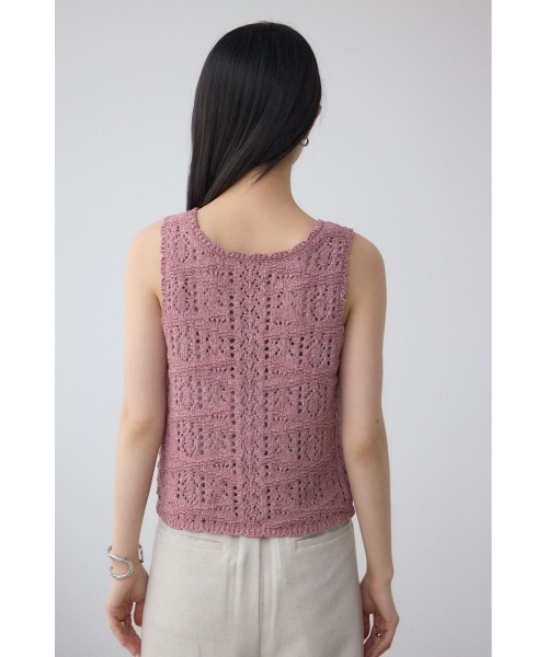 AZUL by moussy(アズールバイマウジー)の「クロシェニットタンク(タンクトップ・レディース・ブラック/ピンク系その他/アイボリー・FREE)」の8枚目の写真