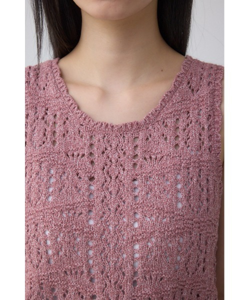 AZUL by moussy(アズールバイマウジー)の「クロシェニットタンク(タンクトップ・レディース・ブラック/ピンク系その他/アイボリー・FREE)」の7枚目の写真