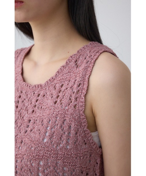 AZUL by moussy(アズールバイマウジー)の「クロシェニットタンク(タンクトップ・レディース・ブラック/ピンク系その他/アイボリー・FREE)」の6枚目の写真
