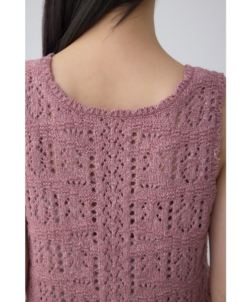 AZUL by moussy(アズールバイマウジー)の「クロシェニットタンク(タンクトップ・レディース・ブラック/ピンク系その他/アイボリー・FREE)」の5枚目の写真