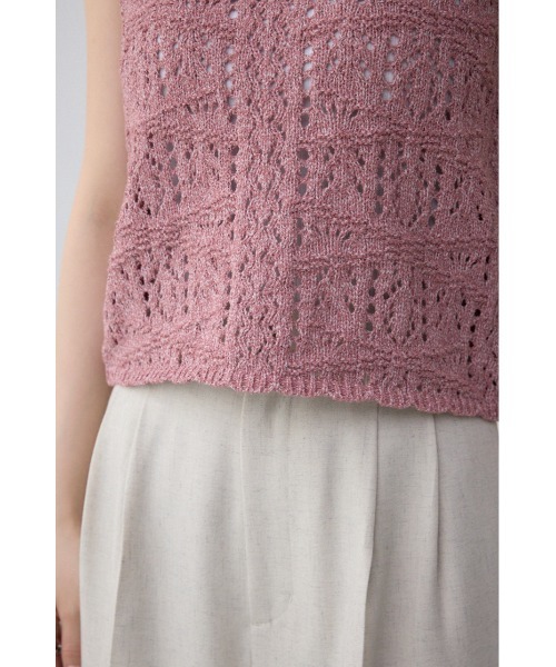 AZUL by moussy(アズールバイマウジー)の「クロシェニットタンク(タンクトップ・レディース・ブラック/ピンク系その他/アイボリー・FREE)」の4枚目の写真