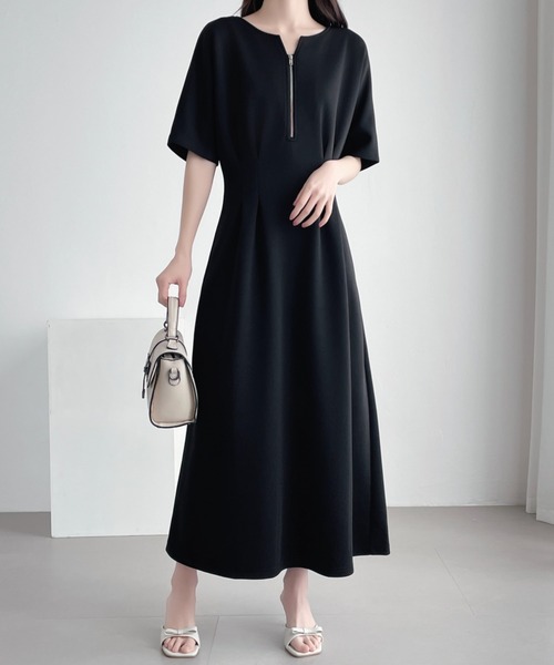 セール】前後2WAYハーフジップタックワンピース（ワンピース