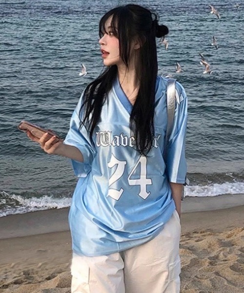 WESTSEA（ウエストシー）の「ナンバリング ゲームシャツ 半袖（Tシャツ/カットソー・レディース・ブラック/ブルー/ホワイト・M/L）」の3枚目の写真