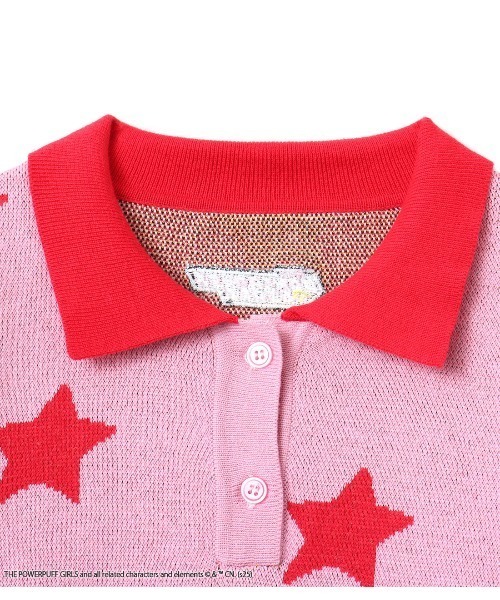 パワーパフガールズ atmosピンク 半袖 ニット The Powerpuff Girls X atmos pink Jacquard Knit Polo Shirt