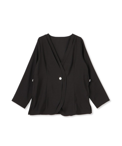 ketty(ケティ)の「シアーツイルレイヤードジャケット≪洗濯機で洗える≫(ノーカラージャケット・レディース・ベージュ/ブラック/オフホワイト・M)」の22枚目の写真