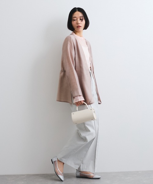 ketty(ケティ)の「シアーツイルレイヤードジャケット≪洗濯機で洗える≫(ノーカラージャケット・レディース・ベージュ/ブラック/オフホワイト・M)」の9枚目の写真