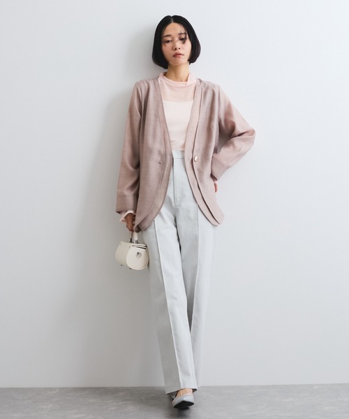 ketty(ケティ)の「シアーツイルレイヤードジャケット≪洗濯機で洗える≫(ノーカラージャケット・レディース・ベージュ/ブラック/オフホワイト・M)」の10枚目の写真