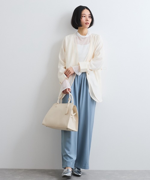 ketty(ケティ)の「シアーツイルレイヤードジャケット≪洗濯機で洗える≫(ノーカラージャケット・レディース・ベージュ/ブラック/オフホワイト・M)」の16枚目の写真