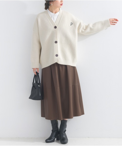 OandI（オーアンドアイ）の「カレッジニットカーディガン（カーディガン/ボレロ・レディース・オフホワイト/チャコールグレー・FREE）」の3枚目の写真