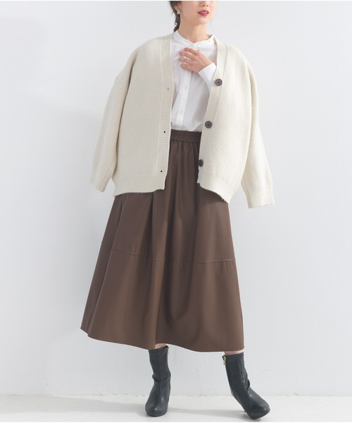 OandI（オーアンドアイ）の「カレッジニットカーディガン（カーディガン/ボレロ・レディース・オフホワイト/チャコールグレー・FREE）」の5枚目の写真