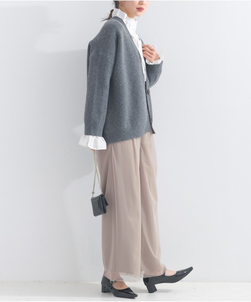 OandI（オーアンドアイ）の「カレッジニットカーディガン（カーディガン/ボレロ・レディース・オフホワイト/チャコールグレー・FREE）」の16枚目の写真