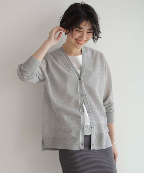 J.PRESS(ジェイプレス)の「【WEB限定カラーあり・洗える】Vis/Peスパーク ニット カーディガン(カーディガン/ボレロ・レディース・イエロー系/ライトグレー系/ダークブラウン系/ブラウン系/アイボリー系・F)」の1枚目の写真
