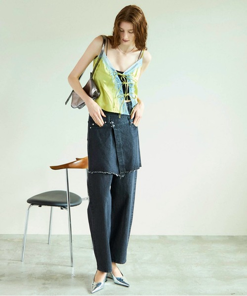 MAISON SPECIAL キャミソール Lace Docking Satin Camisole/レースドッキングサテン