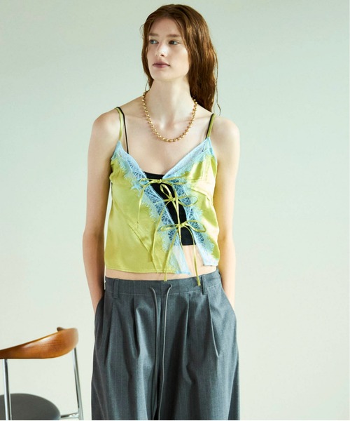 Lace Docking Satin Camisole/レースドッキングサテン