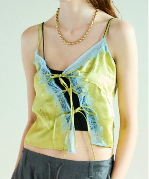 Lace Docking Satin Camisole/レースドッキングサテン