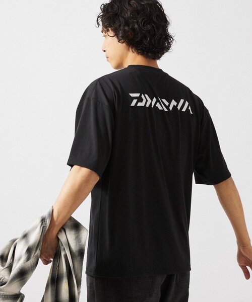 DAIWA 別注 ロゴデザイン ロングTシャツ ブラック L DAIWA PIER39 W's TECH DRAWSTRING L/S TEE（Tシャツ/カットソー