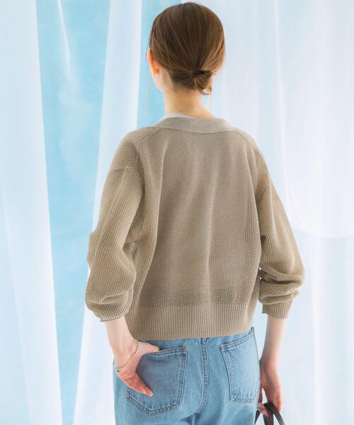 URBAN RESEARCH ROSSO WOMEN(アーバンリサーチ ロッソ)の「メッシュラメショートカーディガン(カーディガン/ボレロ・レディース・ベージュ/イエロー/ブラック・FREE)」の5枚目の写真