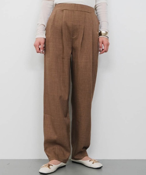 aquagarage（アクアガレージ）の「リネンライクタックカーブパンツ（その他パンツ・レディース・ネイビー/ベージュ/ブラウン/グレー・L/M）」の3枚目の写真