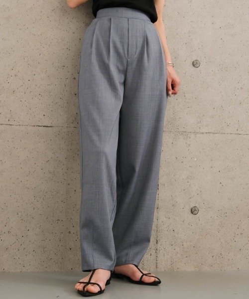 aquagarage（アクアガレージ）の「リネンライクタックカーブパンツ（その他パンツ・レディース・ネイビー/ベージュ/ブラウン/グレー・L/M）」の2枚目の写真