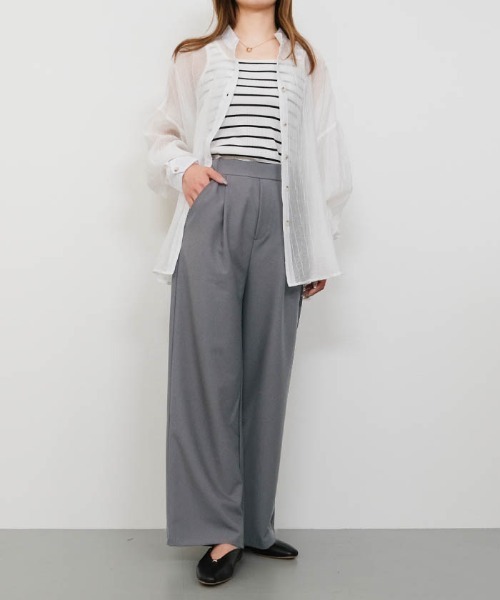 aquagarage（アクアガレージ）の「リネンライクタックカーブパンツ（その他パンツ・レディース・ネイビー/ベージュ/ブラウン/グレー・L/M）」の11枚目の写真