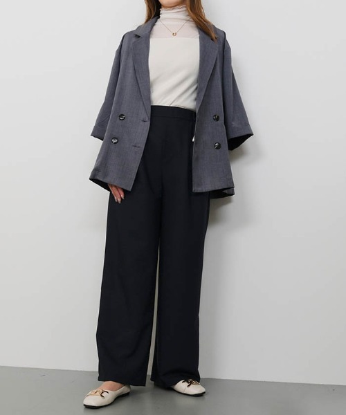 aquagarage（アクアガレージ）の「リネンライクタックカーブパンツ（その他パンツ・レディース・ネイビー/ベージュ/ブラウン/グレー・L/M）」の10枚目の写真