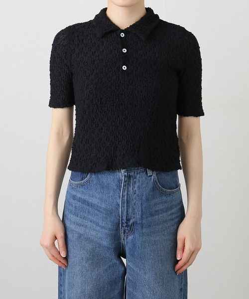 IENA（イエナ）の「CURRENTAGE/カレンテージ レーシーポロシャツ A2251UTS403（ポロシャツ・レディース・ブラック・FREE）」の7枚目の写真