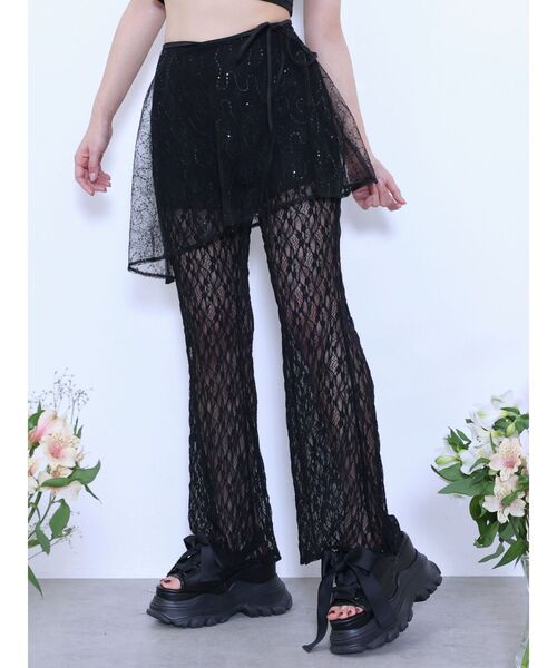 EATME(イートミー)の「ラップフレアレースパンツ(その他パンツ・レディース・オフホワイト/ブラック・MEDIUM/SMALL)」の2枚目の写真