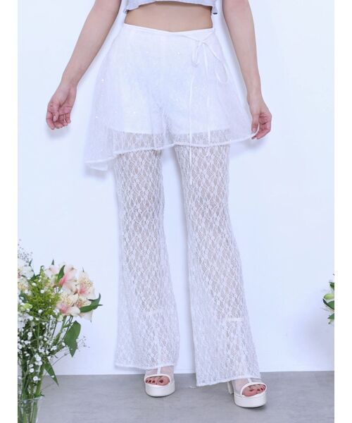 EATME(イートミー)の「ラップフレアレースパンツ(その他パンツ・レディース・オフホワイト/ブラック・MEDIUM/SMALL)」の14枚目の写真