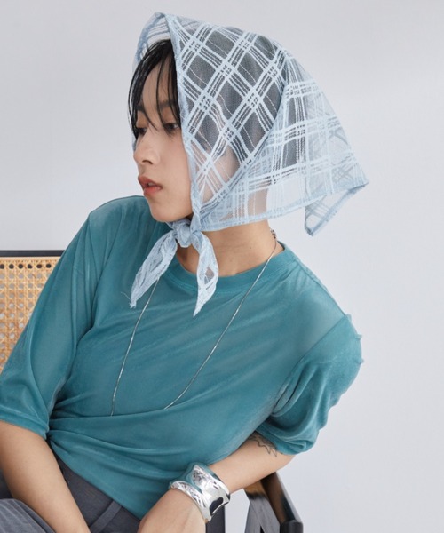 Aunt Marie's(アントマリーズ)の「トライアングルレーススカーフ(バンダナ/スカーフ・レディース・ホワイト/ブラック/ブルー・FREE)」の3枚目の写真