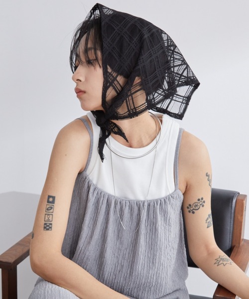 Aunt Marie's(アントマリーズ)の「トライアングルレーススカーフ(バンダナ/スカーフ・レディース・ホワイト/ブラック/ブルー・FREE)」の18枚目の写真