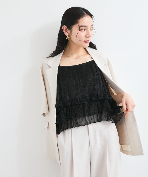 VIS（ビス）の「【WEB限定】【前後2WAY】グリッターフレアビスチェ（キャミソール・レディース・シルバー系その他/ピンク/ブラック・FREE）」の4枚目の写真