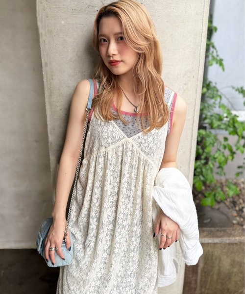 セール】ドロストフラワーレースキャミワンピース（ワンピース