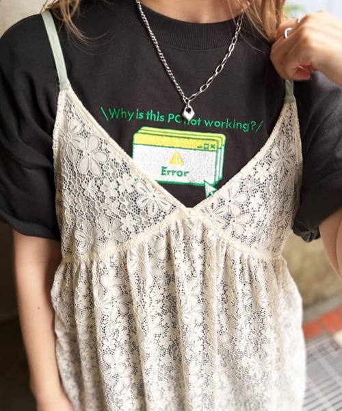 DOUBLE NAME（ダブルネーム）の「ドロストフラワーレースキャミワンピース（ワンピース・レディース・オフホワイト/パープル系その他・FREE）」の10枚目の写真