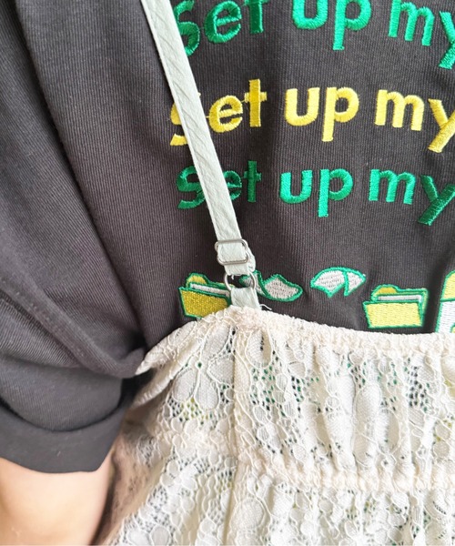 DOUBLE NAME（ダブルネーム）の「ドロストフラワーレースキャミワンピース（ワンピース・レディース・オフホワイト/パープル系その他・FREE）」の12枚目の写真