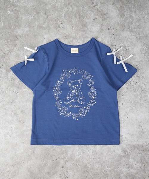 la poche biscuit(ラポシェビスキュイ)の「くま半袖Tシャツ(Tシャツ/カットソー・キッズ・ネイビー/オフホワイト・80/90/100/110/120/130/140)」の1枚目の写真