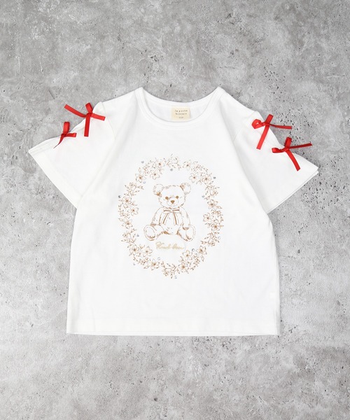 la poche biscuit(ラポシェビスキュイ)の「くま半袖Tシャツ(Tシャツ/カットソー・キッズ・ネイビー/オフホワイト・80/90/100/110/120/130/140)」の2枚目の写真
