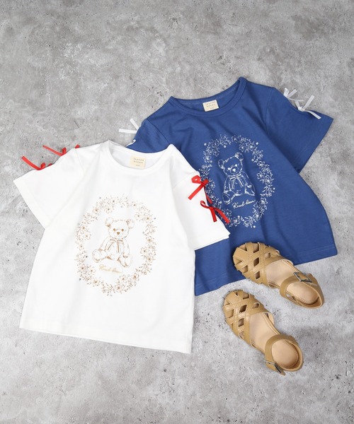 la poche biscuit(ラポシェビスキュイ)の「くま半袖Tシャツ(Tシャツ/カットソー・キッズ・ネイビー/オフホワイト・80/90/100/110/120/130/140)」の4枚目の写真