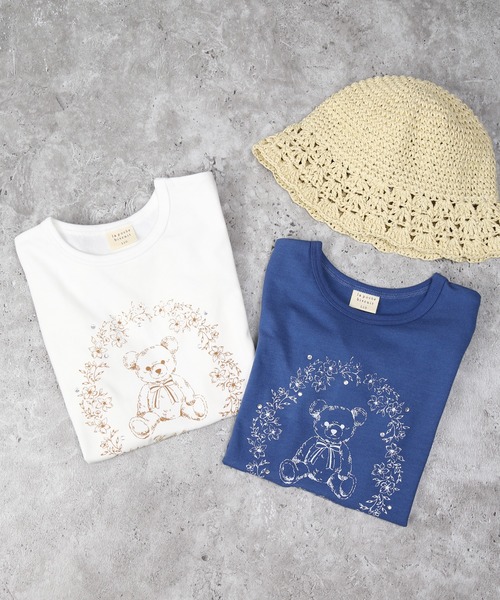 la poche biscuit(ラポシェビスキュイ)の「くま半袖Tシャツ(Tシャツ/カットソー・キッズ・ネイビー/オフホワイト・80/90/100/110/120/130/140)」の5枚目の写真